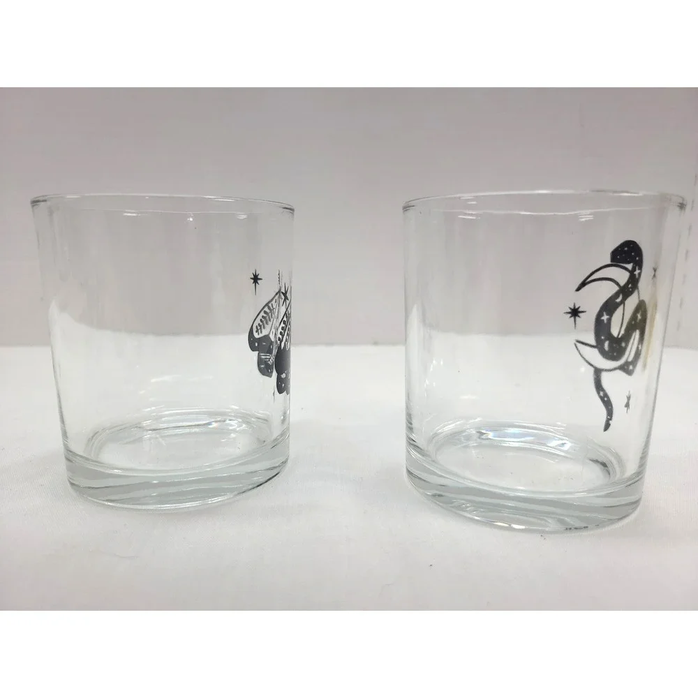 Whimsigoth Whiskey Glasses Set of‎ 2 Moth Serpent Moon
